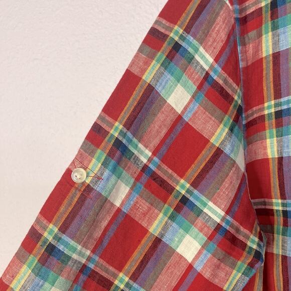 Lauren Ralph Lauren Women 100% Linen Multi Plaid Pattern Button Down Shirt Sz S - Picture 4 of 8